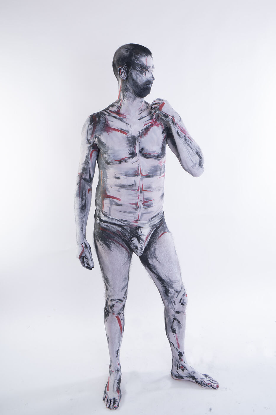 Body paint i farverige toner